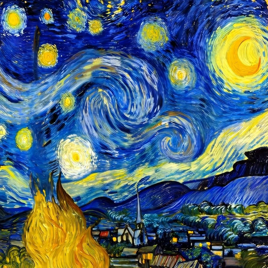 文森特·梵高《星空》照片转数字油画